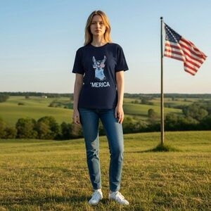 Live to be Spoiled Llama 'Merica Sunglasses US Flag Patriotic Graphic T-Shirt L